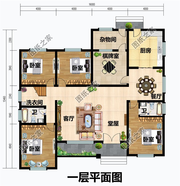 乡下一层自建养老平房户型图