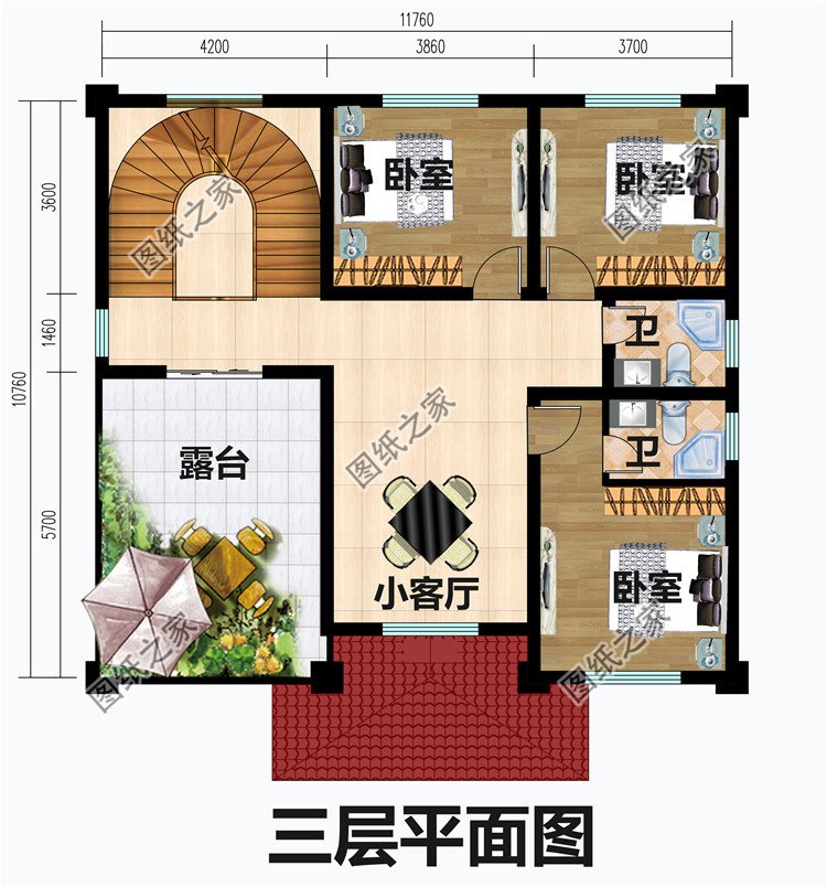 三层盖房子欧式挑空客厅别墅设计图