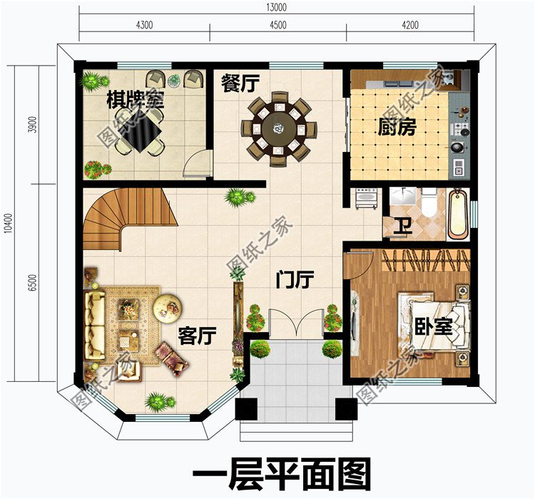 140平欧式二层半带露台的独栋别墅图片