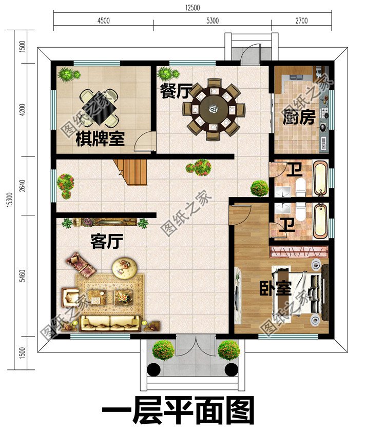 二层平顶别墅设计图