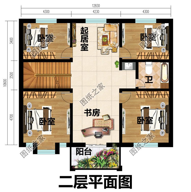 简单实用农村自建小楼二层别墅设计图