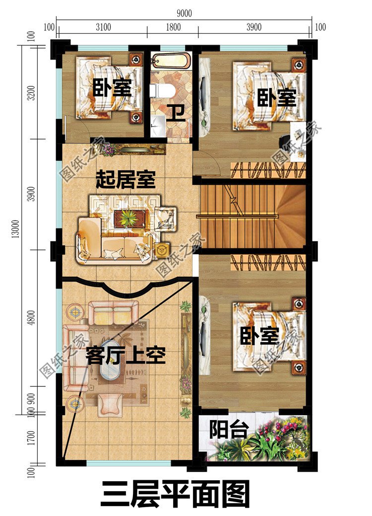 一层带商铺的四层楼房别墅设计图