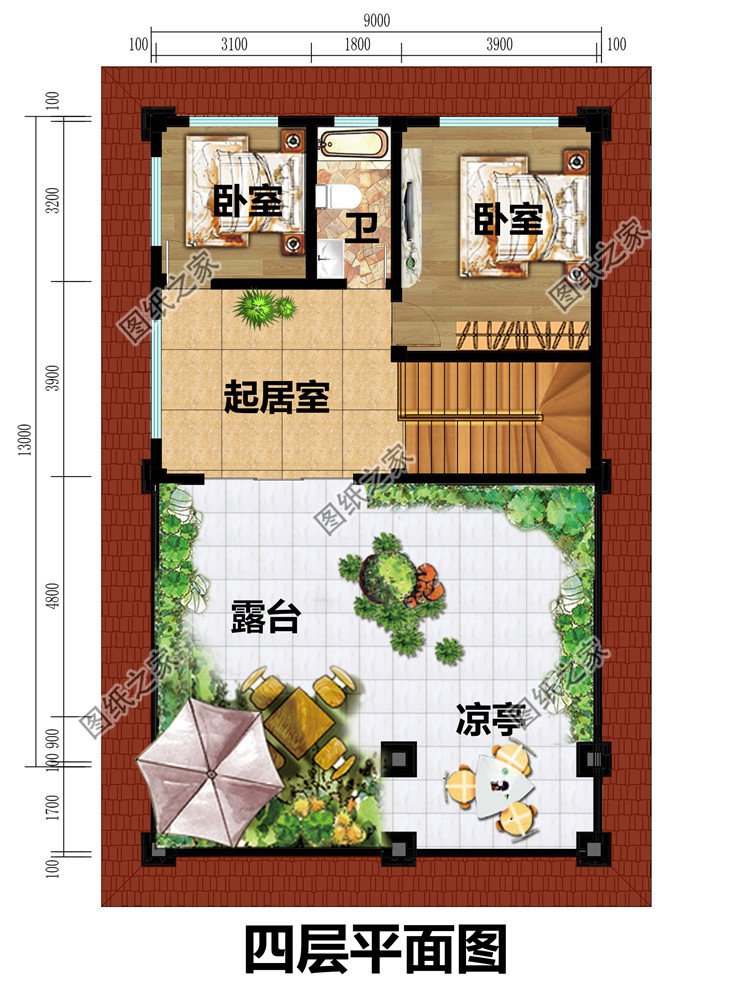 一层带商铺的四层楼房别墅设计图