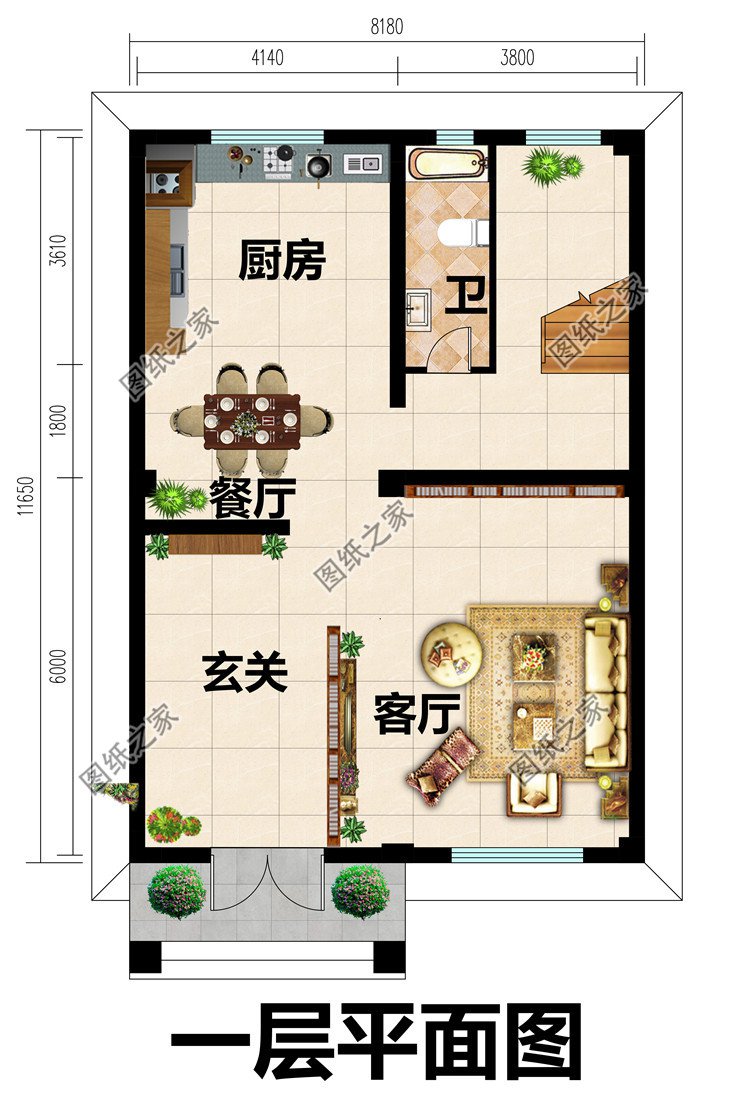 新农村小户型4层自建房三层半别墅设计图