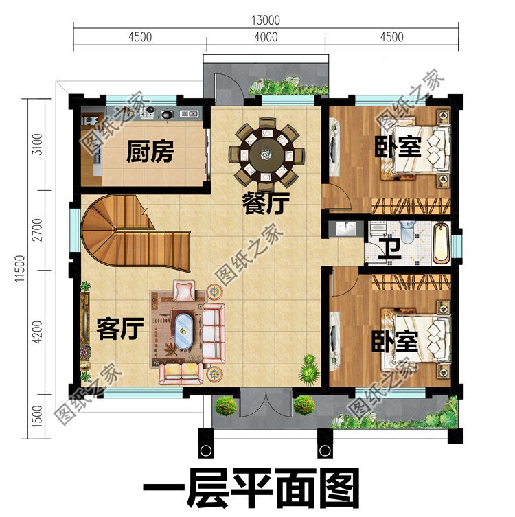 两层半30万农村自建房别墅设计图