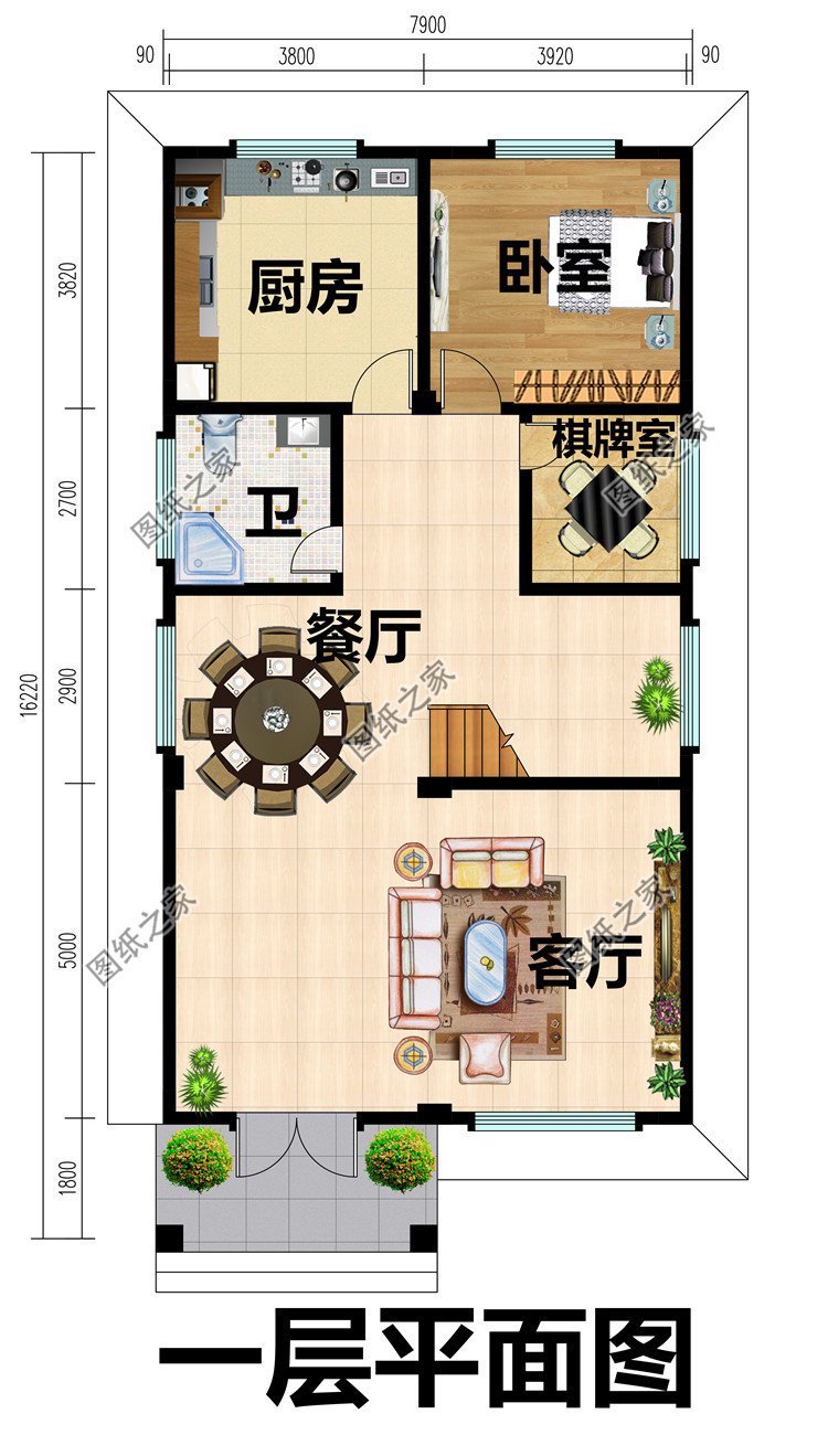 面宽8米的新农村三层自建房设计图