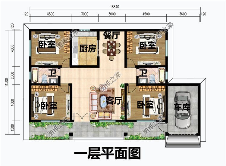 18万农村自建一层别墅设计图