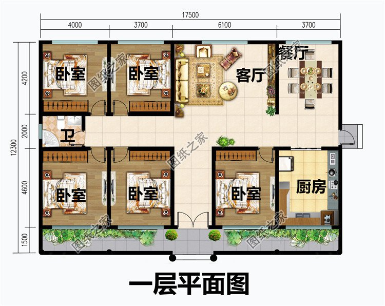 一层平房新农村自建别墅图