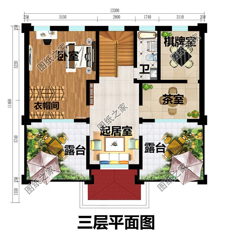 带地下室三层豪华大气新农村房屋设计图