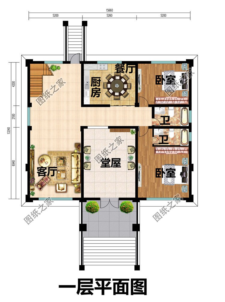 带堂屋新农村三层房屋别墅设计图纸