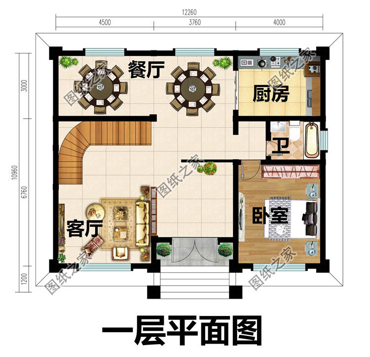 120平方米带地下室三层复式别墅户型图