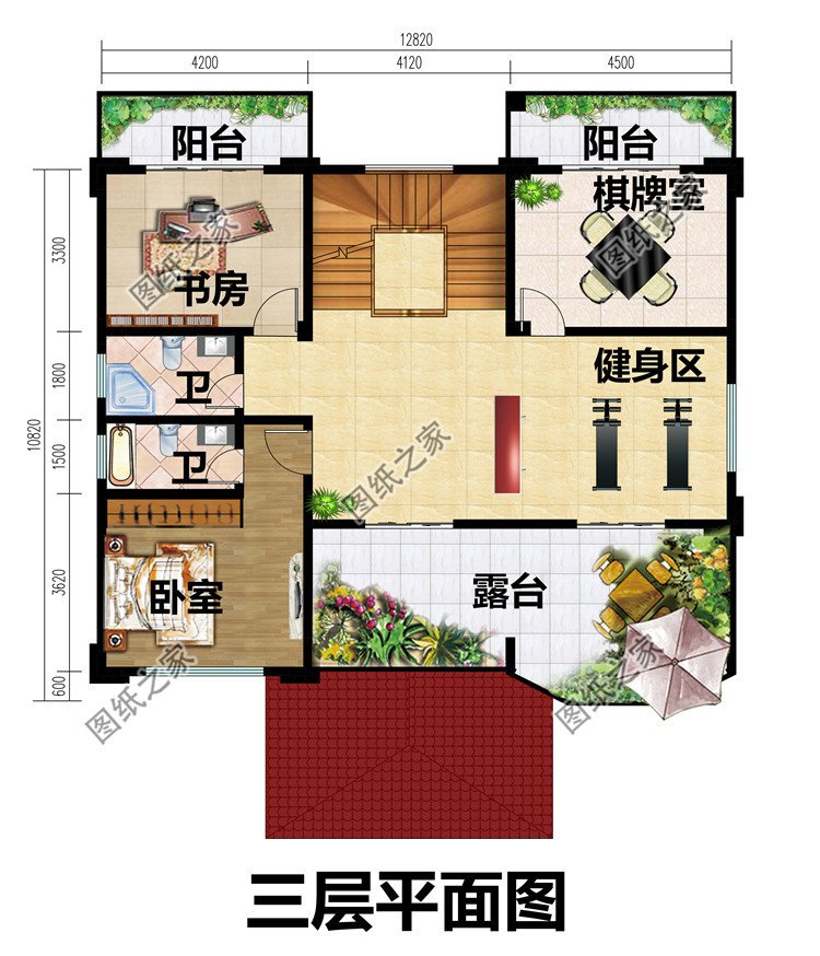 农村三层欧式别墅豪宅户型图设计方案