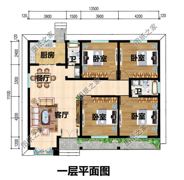 140平一层平房别墅设计图