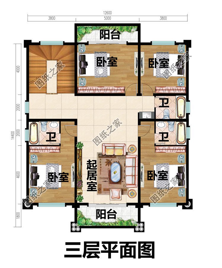 四层乡村别墅外观效果图