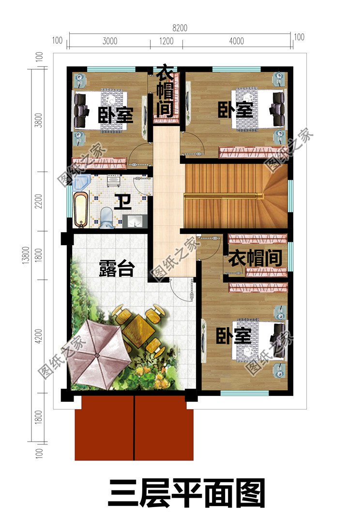 三层带露台21万别墅设计图