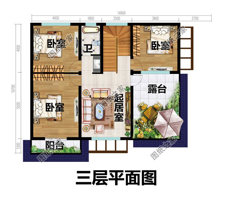 三层四间房屋设计图