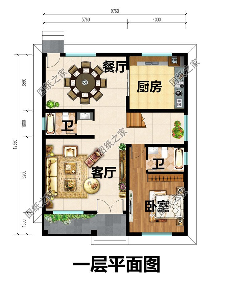 好看实用农村二层别墅设计图一层平面图