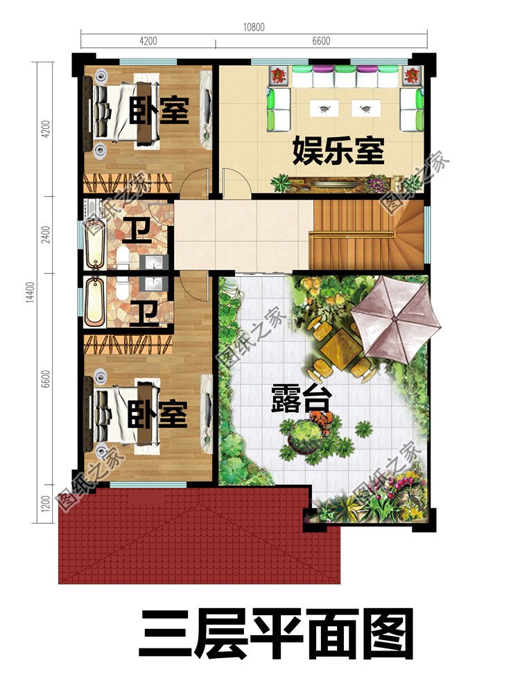 11X14米农村三层自建房子图