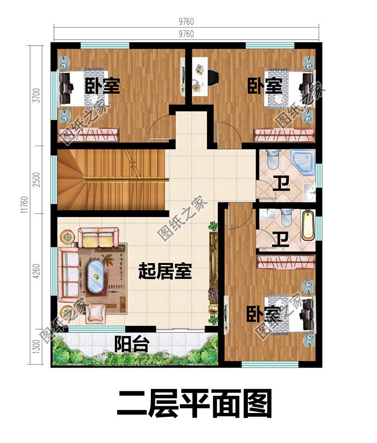 平屋顶三层现代风别墅