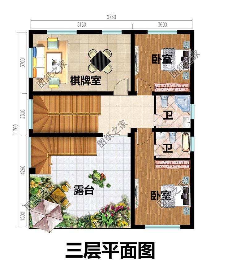 平屋顶三层现代风别墅