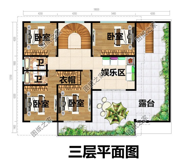 现代风三层新农村建筑设计图