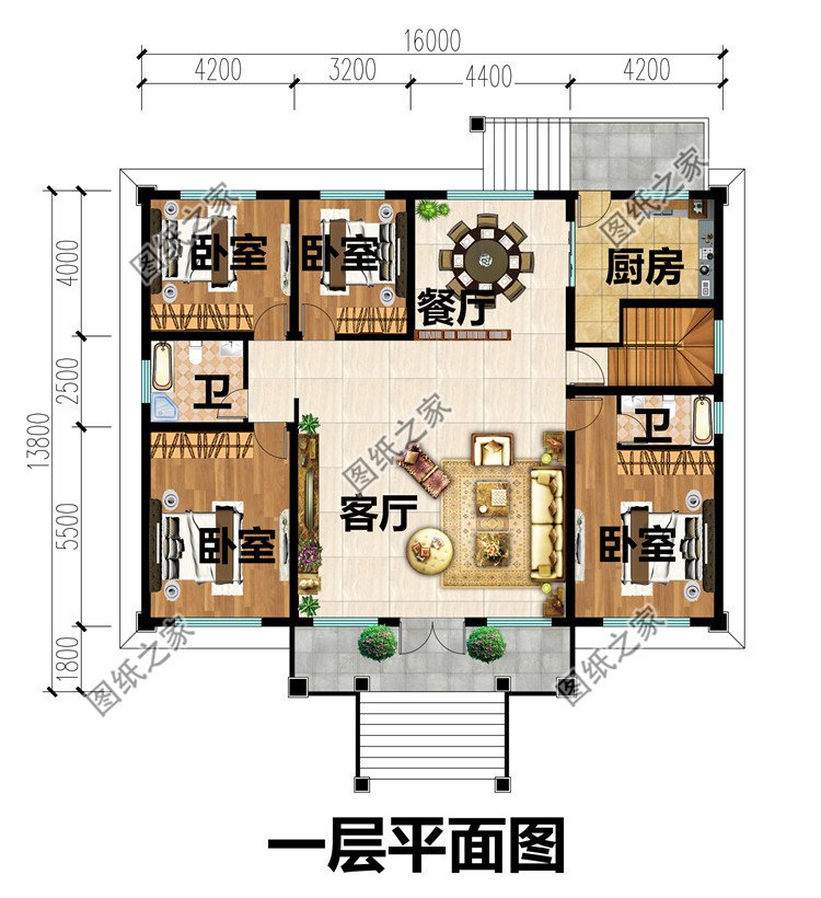 带地下室的一层别墅设计图一层