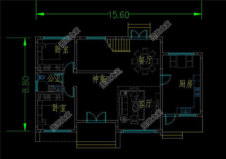 时尚耐看的二层农村别墅设计图一层