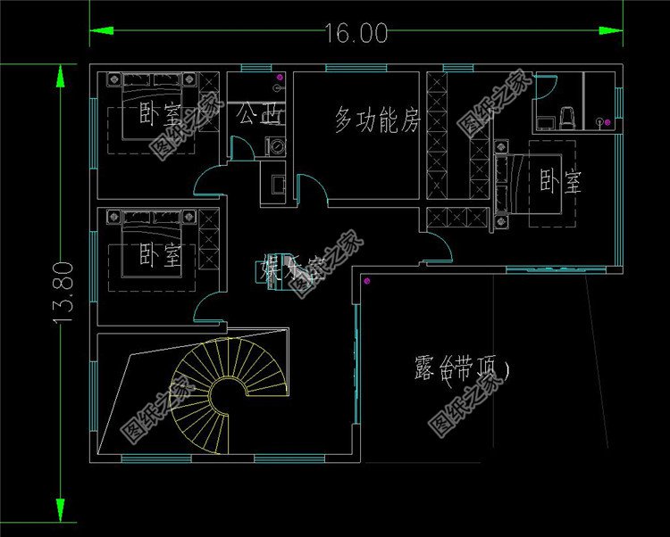 农村四层带架空层别墅布局3