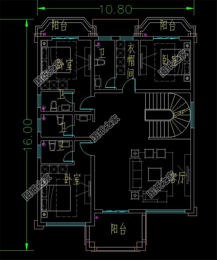 农村建四层别墅图二层