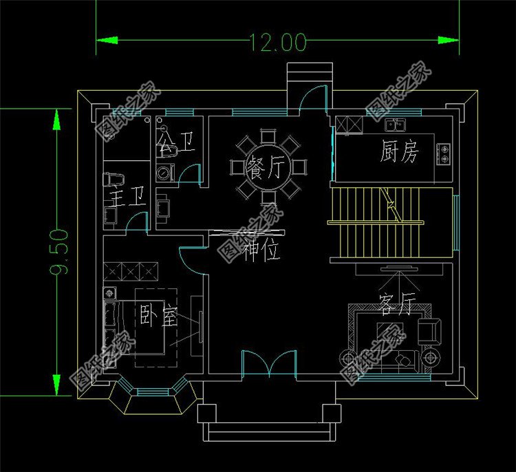 百余平三层豪华别墅设计图一层