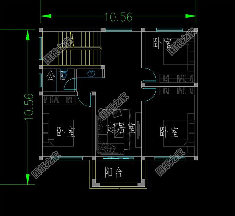 97平米三层新农村别墅设计图二层