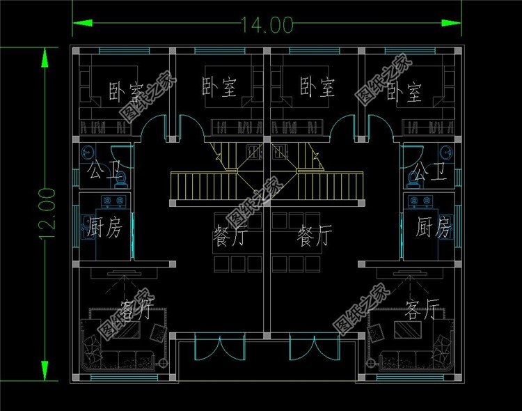 二层双拼别墅一层