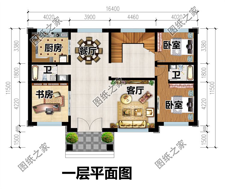 四间两层实用简约的住房设计