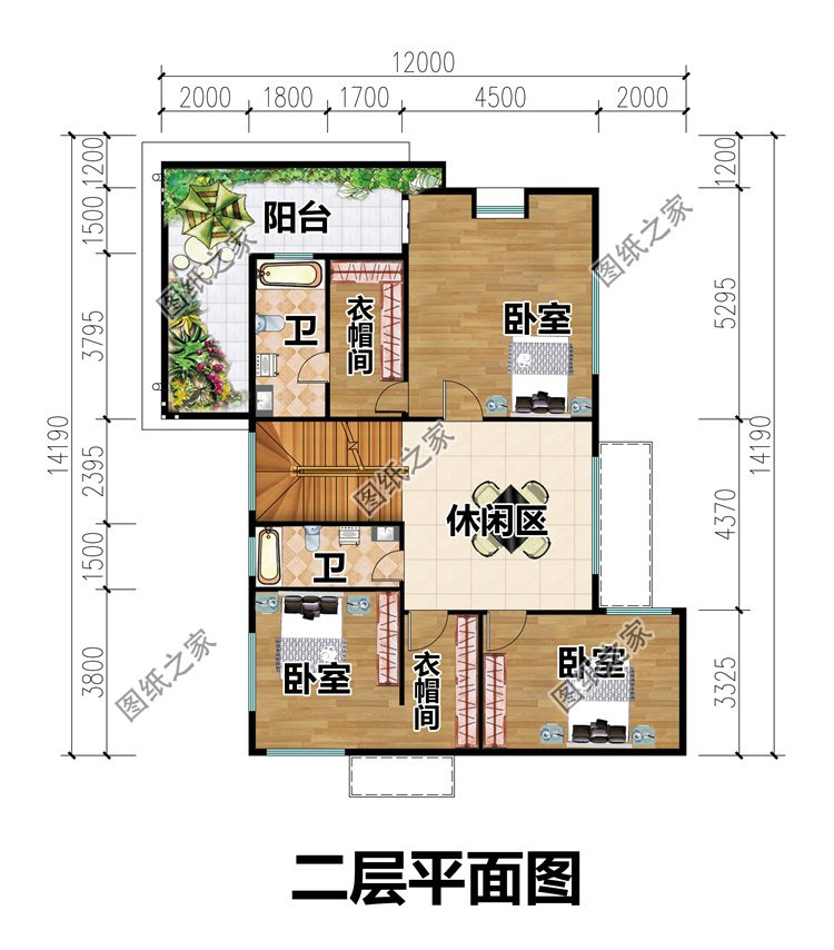 100平米二层小别墅设计方案二层