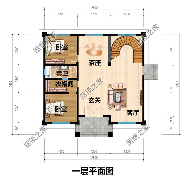 三层农村自建别墅设计图一层