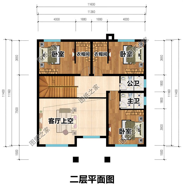 三层农村自建别墅二层