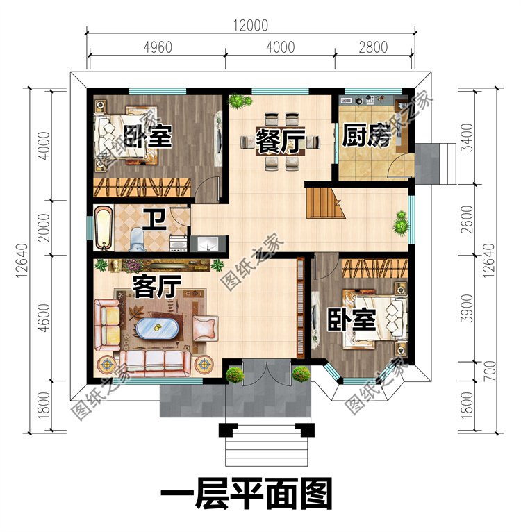 三层农村别墅设计图一层