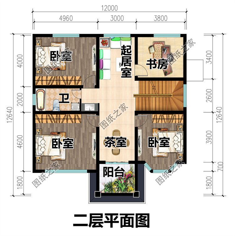 三层农村别墅设计图二层