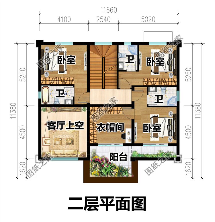 三层农村别墅设计图二层