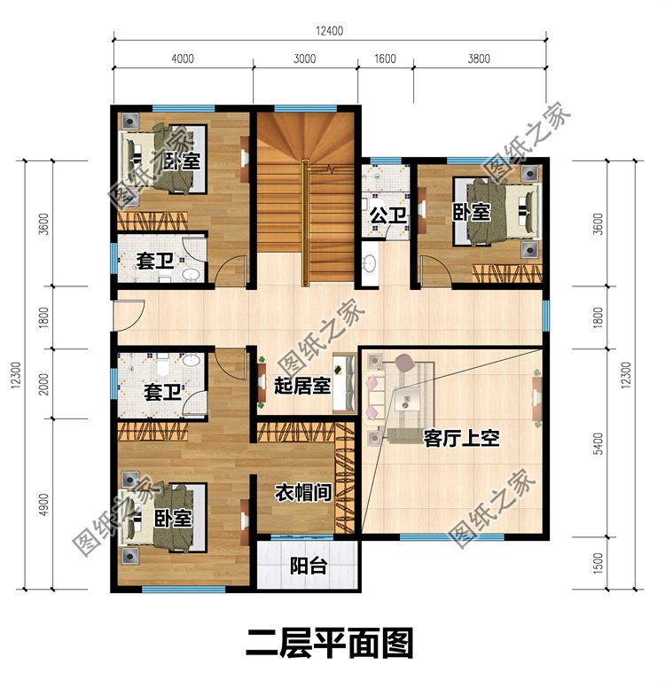 现代简约风三层别墅二层