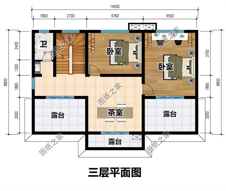 欧式三层农村别墅三层