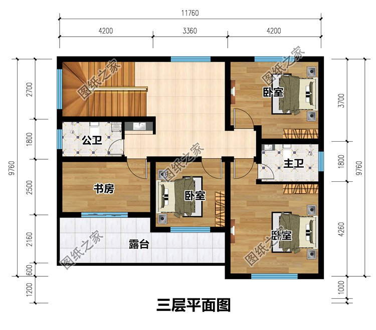 徽派农村三层小别墅三层