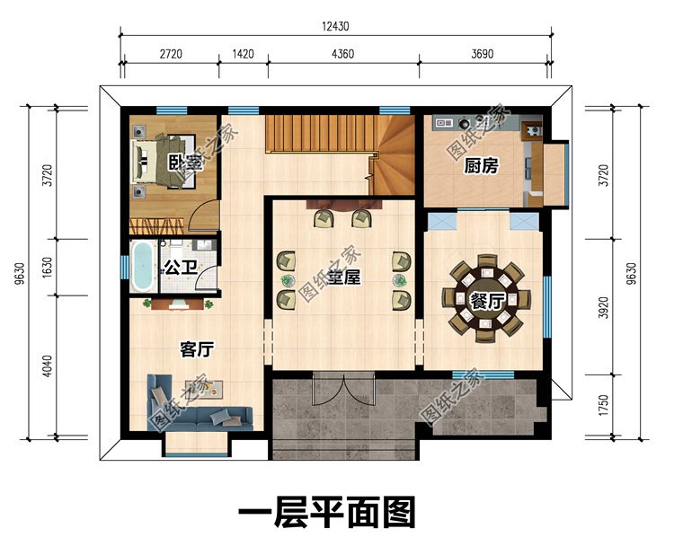 占地百平农村三层户型1