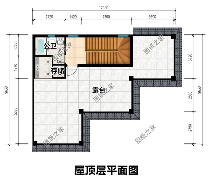 占地百平农村三层户型4